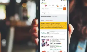 Aplikacja mobilna Allegro pokazuje zegarek TOBI Robot SmartWatch. Szybka dostawa i jedna przesyłka.