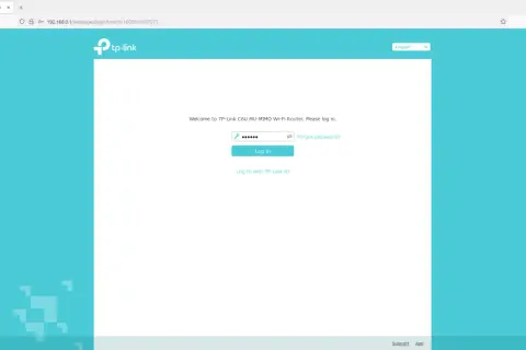 Ekran logowania routera TP-Link C6U MU-MIMO Wi-Fi. Tu zaczynasz, by dowiedzieć się, jak zaktualizować router TP-Link.