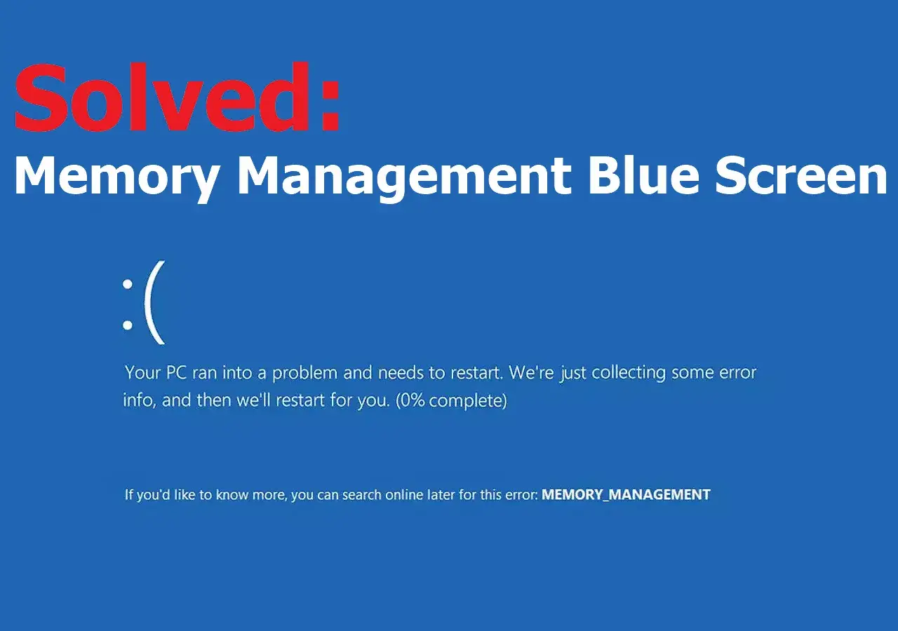 Rozwiązany problem: Memory Management Blue Screen. Po aktualizacji Windows 10 komputer napotkał błąd.