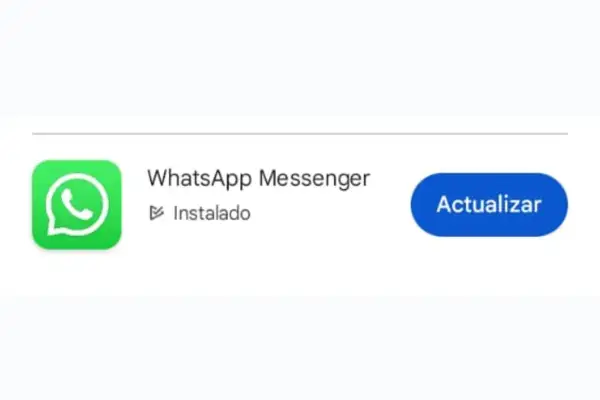 Ikona WhatsApp z napisem "Actualizar" (Zaktualizuj) obok. Dowiedz się, jak zrobić aktualizację WhatsApp, aby cieszyć się nowymi funkcjami.