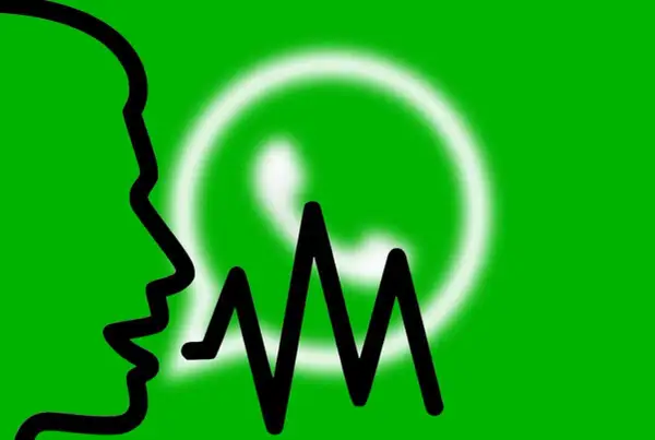 Profil osoby i fala dźwiękowa na tle logo WhatsApp. Dowiedz się, jak korzystać z WhatsAppa, wysyłając wiadomości głosowe.